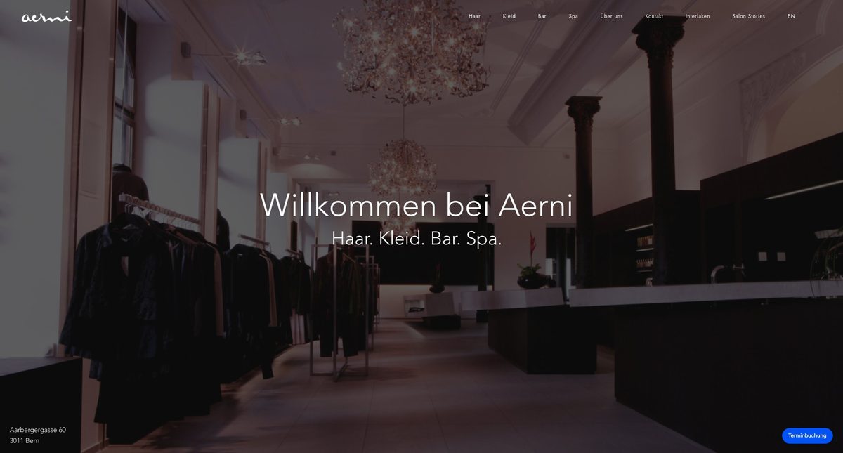AERNI Bern Webseite, Haar und Beauty Salon