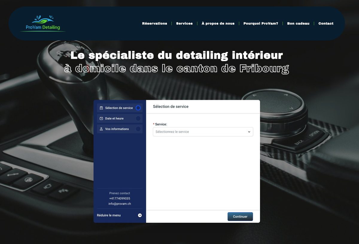 Provam Detailing Webseite, Autopflege im Kanton Freiburg