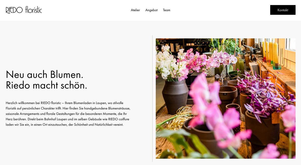 RIEDOfloristic Webseite, Blumenladen in Laupen