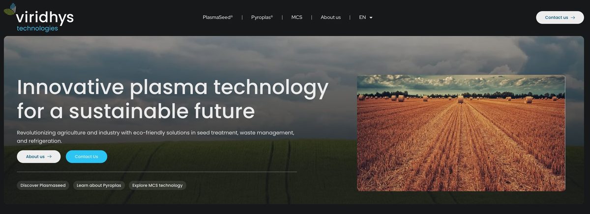Viridhys Technologies Webseite, Plasma-Technologie